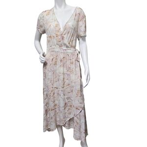 Saltwater Luxe Floral Wrap Pink Dress Size L